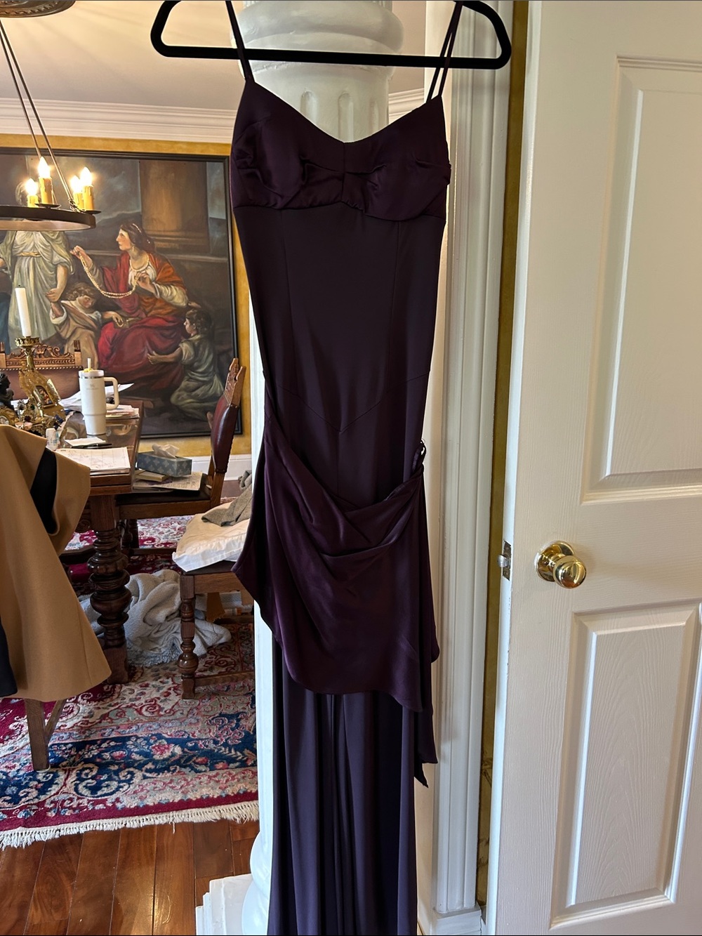 Elegant Deep Plum Spaghetti-Strap Evening Jumpsuit